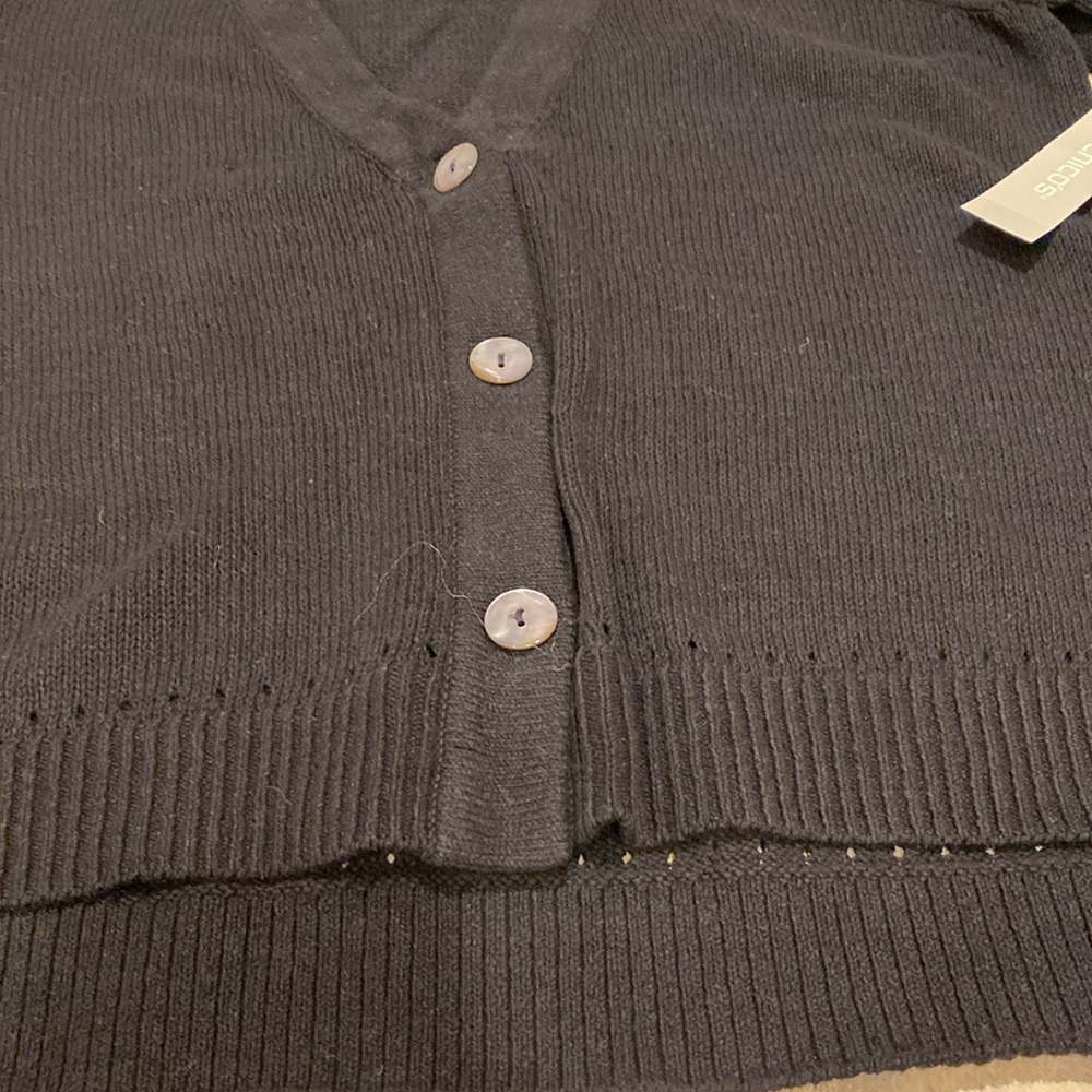 Chico’s Black Cardigan Size 2/L Linen Cotton Blend Never Worn - Picture 5 of 9